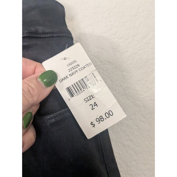 WARP + WEFT NWT Women's Plus Sized 14 Navy High JFK NYC Skinny Coated Denim $98 - Picture 5 of 10